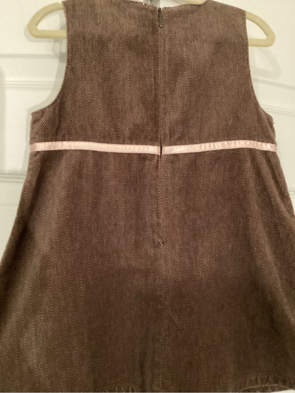 Gymboree Vintage Brown Fox Trot Corduroy Dress with Pink Trim Size 18-24 Months - Picture 6 of 9